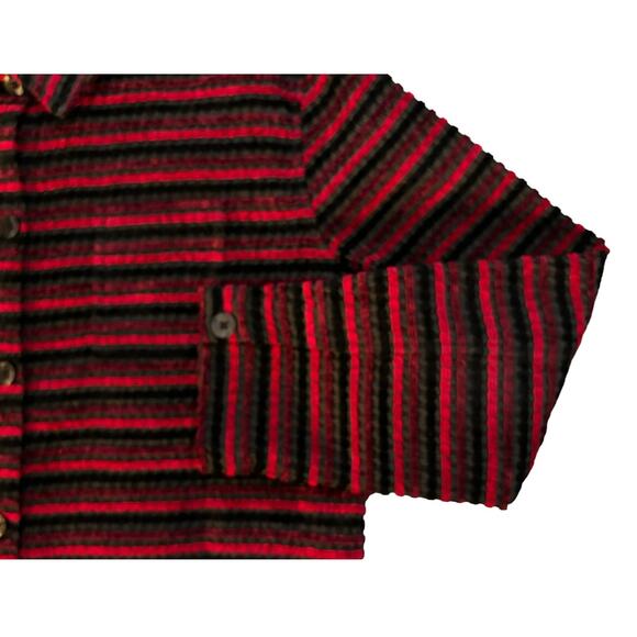 VINTAGE Christopher & Banks Red Striped Button-Up Coat Womens Size XL - Picture 2 of 7